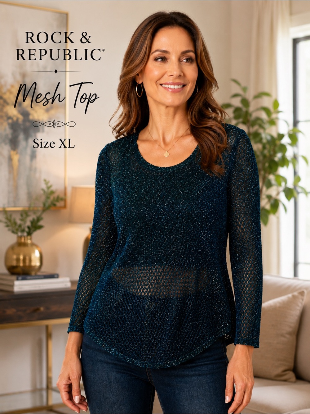 Rock & Republic Mesh Top | XL